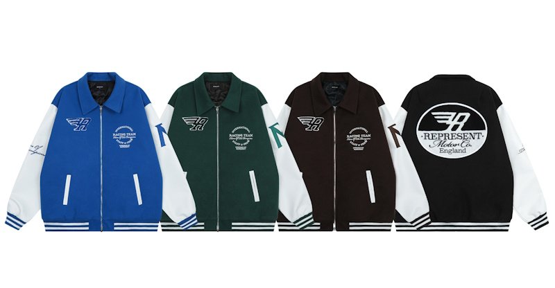 画像10: unisex REPRESENT embroidery baseball uniform jacket blouson Stadium jumper ユニセックス 男女兼用モーターカー刺繍 スタジアムジャンパー スタジャン MA-1 ボンバー ジャケット ブルゾン (10)