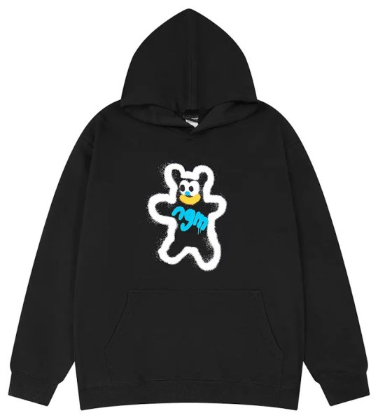 画像1: NGM bear print Logo Hoodie Hoody sweater  ユニセックス 男女兼用 NGMベア熊ロゴ プリント フーディ スウェット パーカー (1)