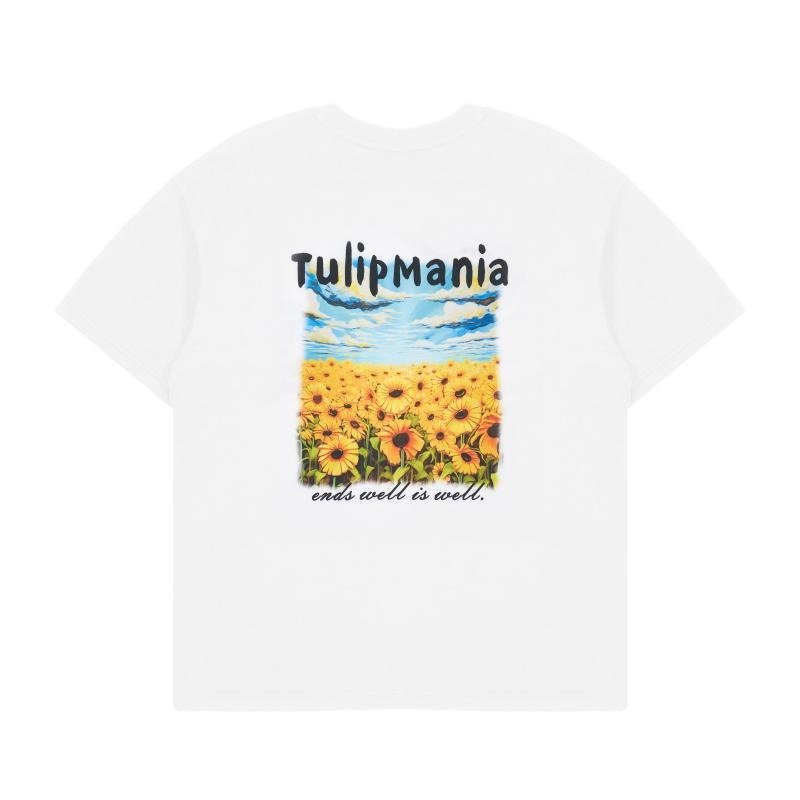 画像11: tulip mania print printed T shirt  ユニセックス男女兼用チューリップマニアプリント半袖 Tシャツ (11)