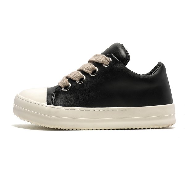 画像1: Unisex Leather lace-up platform sneakers shoes  ユニセックス男女兼用レザー厚底レースアップ  スニーカー シューズ (1)