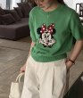 画像1: minnie knit short sleeve crew neck sweater  　ミニー編み込み半袖クールネックセーター ニット (1)