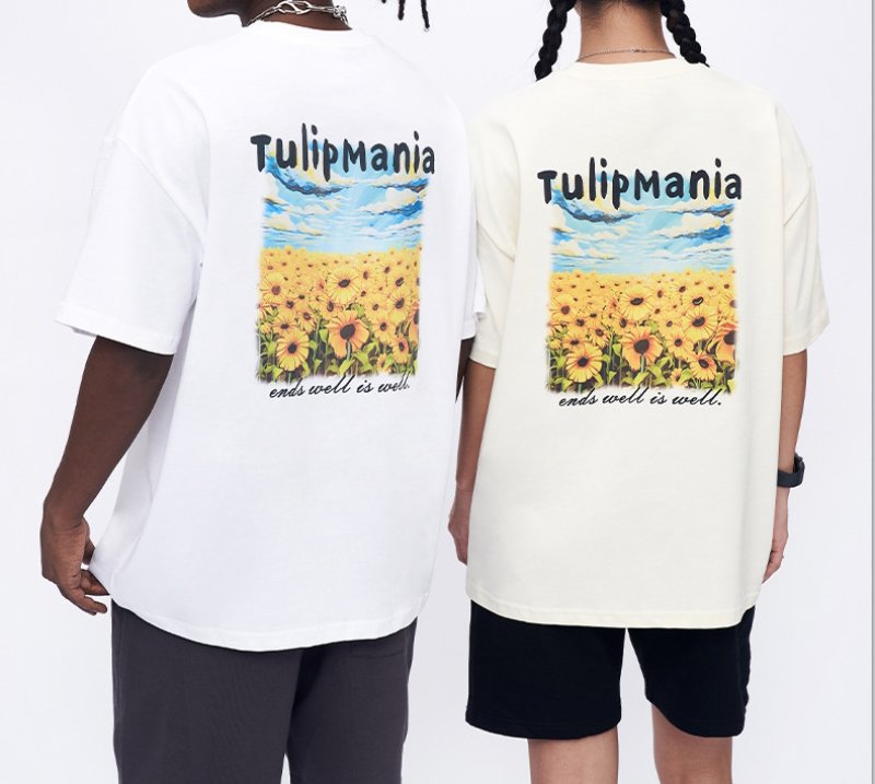 画像4: tulip mania print printed T shirt  ユニセックス男女兼用チューリップマニアプリント半袖 Tシャツ (4)