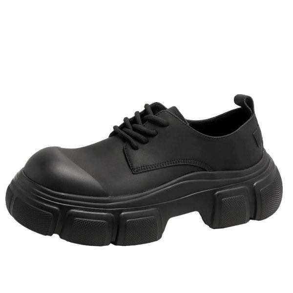 画像1: Men's chunky sole lace up shoes black loafers  チャンキーレースアップシューズ スニーカー ローファー　 (1)