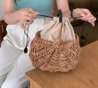 画像4: hand-sewn leather handle rattan bag  レザーハンドル籐かご籠バスケットバッグピクニックショッピングバッグ (4)