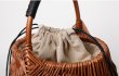 画像6: hand-sewn leather handle rattan bag  レザーハンドル籐かご籠バスケットバッグピクニックショッピングバッグ (6)