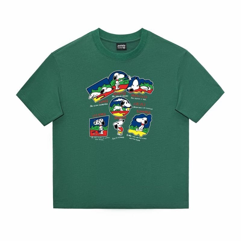 画像3: Snoopy puppy fun printed round neck short sleeve T-shirt  ユニセックス男女兼用パピースヌーピープリント半袖 Tシャツ (3)