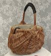 画像5: hand-sewn leather handle rattan bag  レザーハンドル籐かご籠バスケットバッグピクニックショッピングバッグ (5)