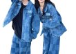 画像2: 24SS Unisex Design Denim Set Up Jacket + Pant 男女兼用　メンズ　レディース　デニム　ジーンズ　セットアップ　上下 (2)