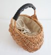 画像1: hand-sewn leather handle rattan bag  レザーハンドル籐かご籠バスケットバッグピクニックショッピングバッグ (1)