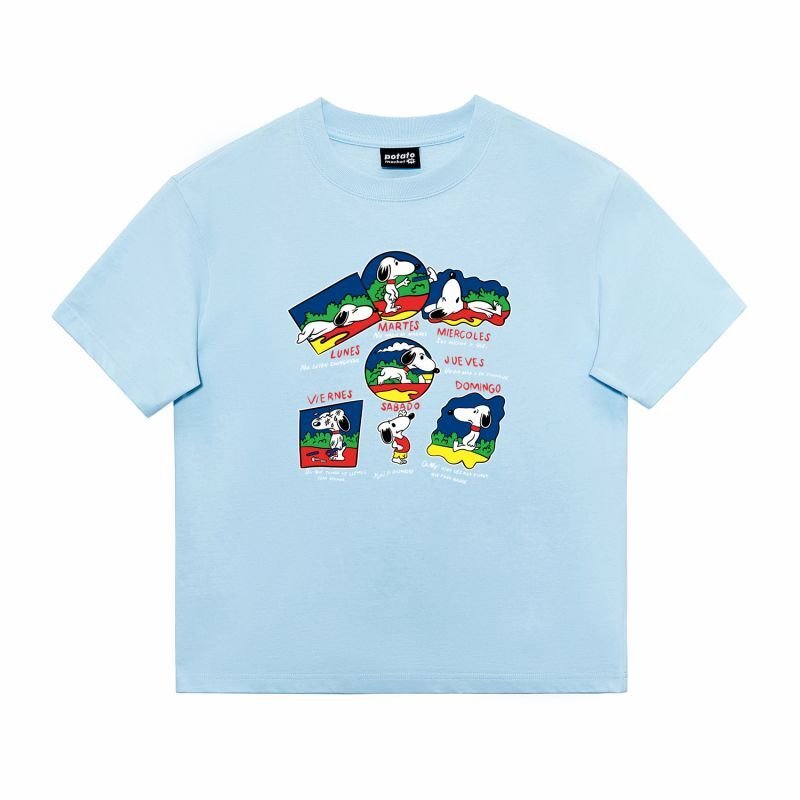 画像2: Snoopy puppy fun printed round neck short sleeve T-shirt  ユニセックス男女兼用パピースヌーピープリント半袖 Tシャツ (2)
