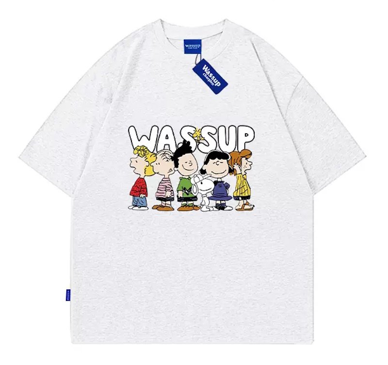 画像5: WASSUP snoopy round neck short sleeve T-shirt　 ユニセックス男女兼用WASSUPワズアップスヌーピープリント半袖 Tシャツ (5)