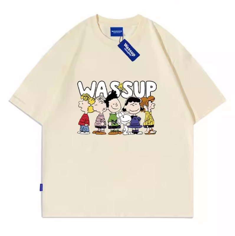 画像3: WASSUP snoopy round neck short sleeve T-shirt　 ユニセックス男女兼用WASSUPワズアップスヌーピープリント半袖 Tシャツ (3)