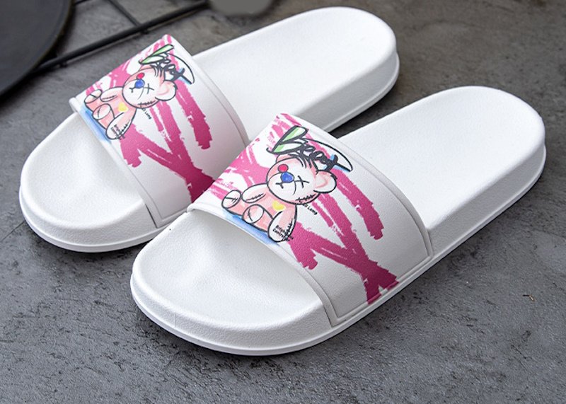 画像3:  Unisex Bear x Graphic Sandals Slide Slippers ユニセックス 男女兼用 ベア熊×グラフィック サンダル シャワーサンダル ビーチサンダル スライド　 (3)