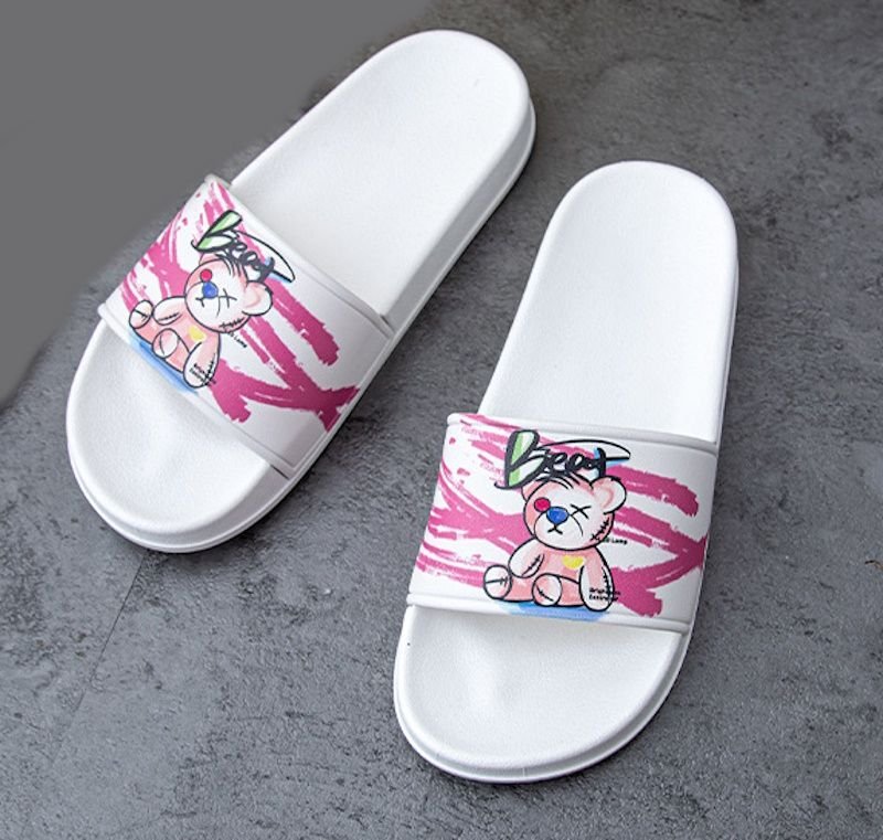 画像6:  Unisex Bear x Graphic Sandals Slide Slippers ユニセックス 男女兼用 ベア熊×グラフィック サンダル シャワーサンダル ビーチサンダル スライド　 (6)