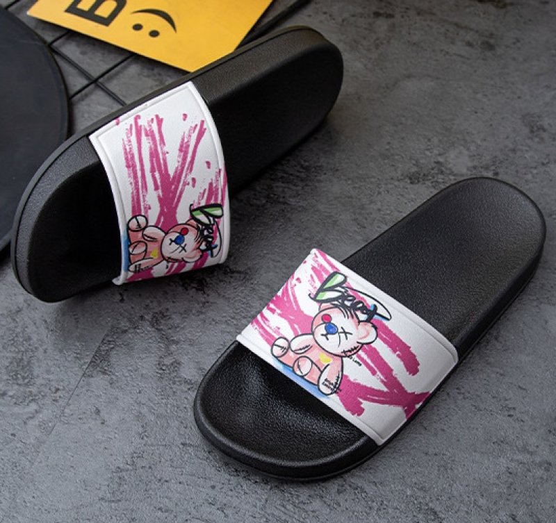 画像4:  Unisex Bear x Graphic Sandals Slide Slippers ユニセックス 男女兼用 ベア熊×グラフィック サンダル シャワーサンダル ビーチサンダル スライド　 (4)