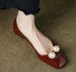 画像6: Women’s with pearl French square toe  enamel low heel flat pumps ballerina shoes 　パール付きローヒールエナメルフレンチパンプスバレーバレリーナシューズ (6)