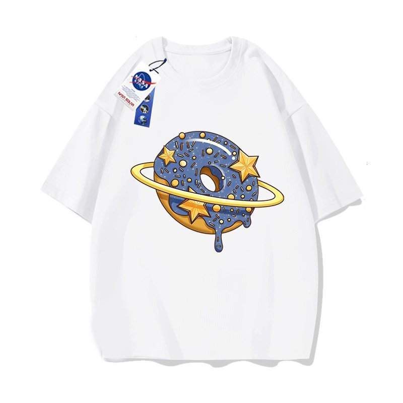 画像2: NASA x Star Donut short sleeve roundneck short sleeve T-shirt　 ユニセックス男女兼用ナサ×スタードーナツプリント半袖 Tシャツ (2)