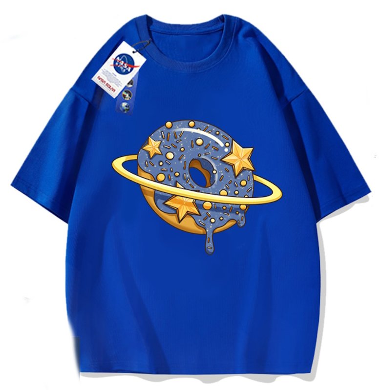 画像1: NASA x Star Donut short sleeve roundneck short sleeve T-shirt　 ユニセックス男女兼用ナサ×スタードーナツプリント半袖 Tシャツ (1)