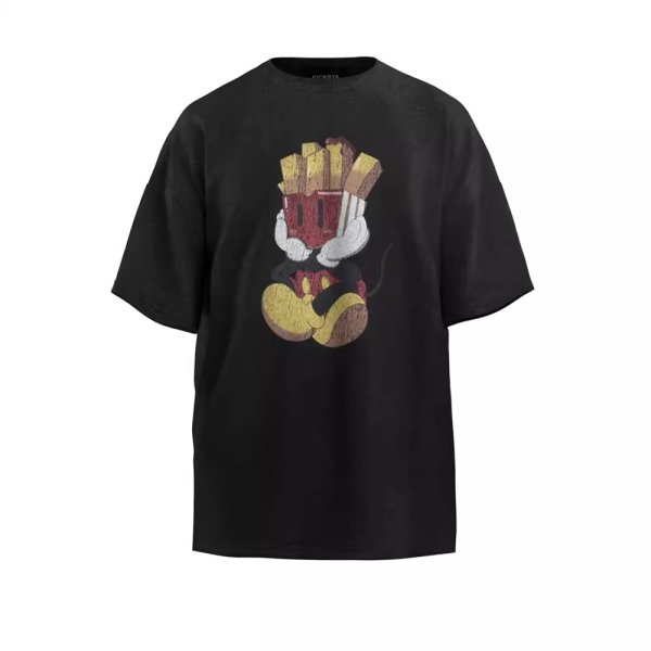画像1: Unisex Vintage Design French Fries × Mickey Mouse  T-shirt  男女兼用 ユニセックス ヴィンテージ デザイン ポテトフライ×ミッキーマウス ミッキー Tシャツ  (1)