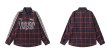 画像3: red plaid long-sleeved shirt 　 ユニセックス男女兼用3ラインチェック長袖シャツ (3)