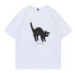 画像1: Cat print round neck short sleeve T-shirt 　 ユニセックス男女兼用キャット猫プリント半袖 Tシャツ (1)