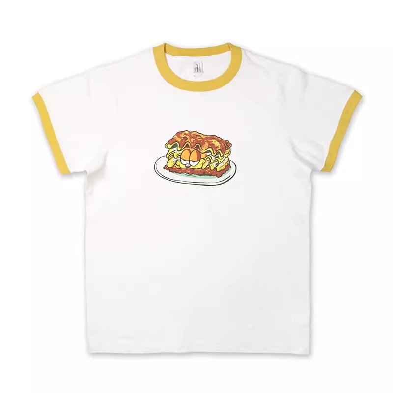 画像1: Unisex Vintage Design Lasagna Garfield Ringer T-shirt  男女兼用 ユニセックス ヴィンテージ デザイン  ラザニア ガーフィールド リンガー Tシャツ (1)
