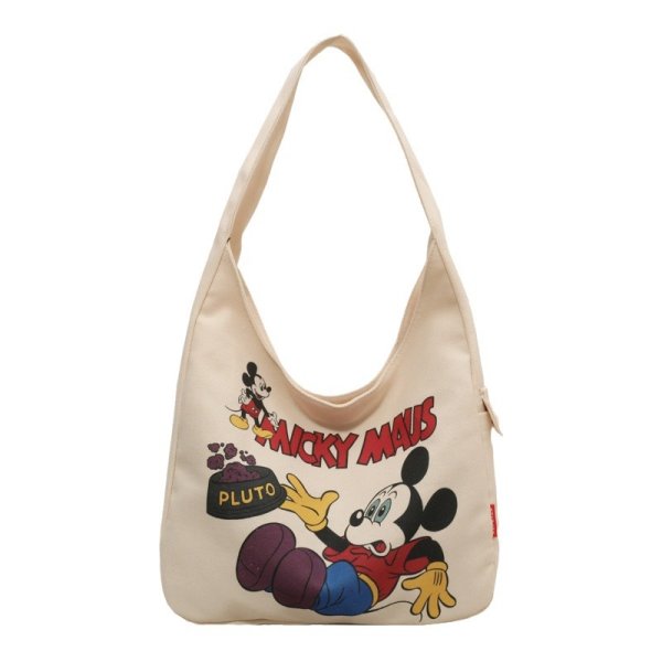 画像1: Mickey & Minnie & Chip and Dale print canvas shoulder tote bag　ミッキー＆ミニー＆チップとデールプリント キャンバスショルダートートバッグ通学 通勤 ショッピング (1)