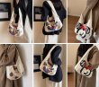 画像7: Mickey & Minnie & Chip and Dale print canvas shoulder tote bag　ミッキー＆ミニー＆チップとデールプリント キャンバスショルダートートバッグ通学 通勤 ショッピング (7)