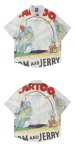 画像3: tom and jerry print aloha shirt short sleeve shirt 　 ユニセックス男女兼用トムとジェリートム＆ジェリープリント半袖 アロハシャツ (3)