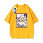 画像6: NASA×MEOW×Cat printed round neck short sleeve T-shirt 　 ユニセックス男女兼用ナサ×MEOW×キャット宇宙飛行士プリント半袖 Tシャツ (6)