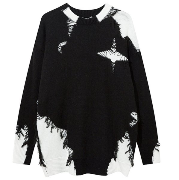 画像1: fringe star pullover sweater knit ユニセックス男女兼用フリンジスター星セーターニットプルオーバー (1)