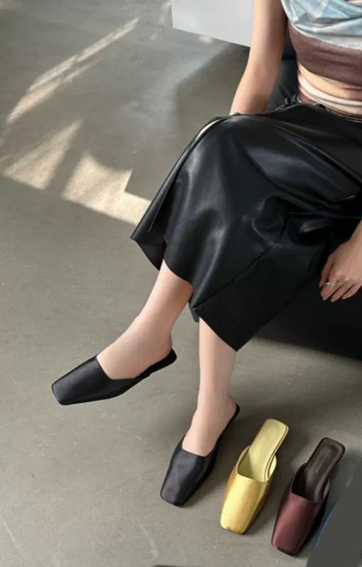 画像11:  New Solid Color Square Toe Mule sandals slippers flip flops  スクエアトゥソリッドカラーフラットミュールパンプスサンダルスリッパ  スクエアトゥソリッドカラーフラットミュールパンプスサンダルスリッパ  (11)