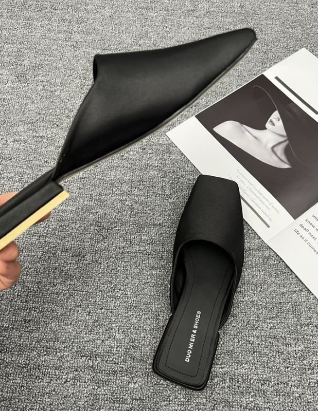 画像15:  New Solid Color Square Toe Mule sandals slippers flip flops  スクエアトゥソリッドカラーフラットミュールパンプスサンダルスリッパ  スクエアトゥソリッドカラーフラットミュールパンプスサンダルスリッパ  (15)