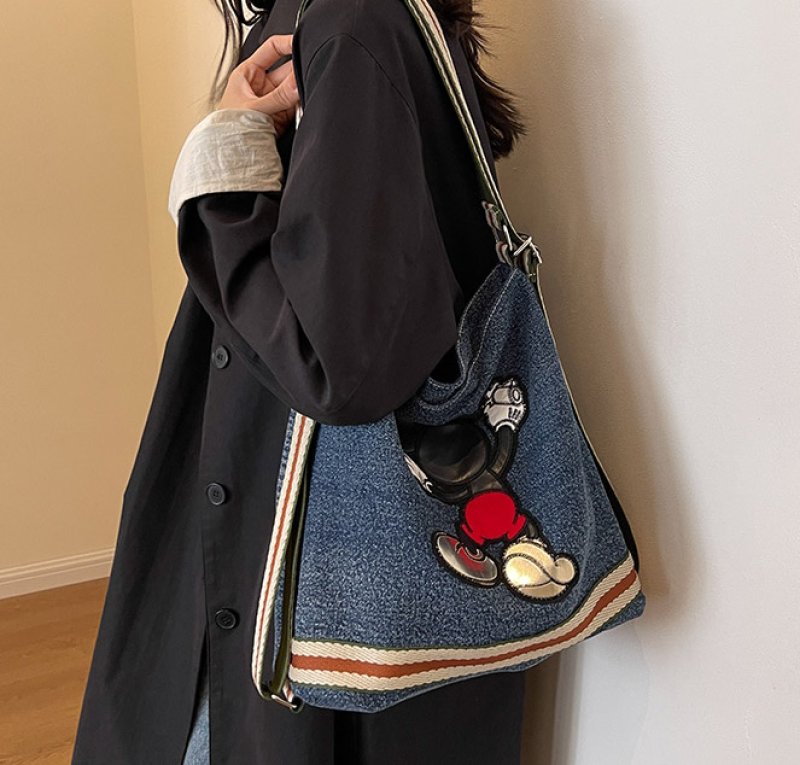 画像6: Mickey denim backpack shoulder tote bag ミッキーミッキーマウスデニムバックパックショルダートートバッグ通学 通勤 ショッピング (6)