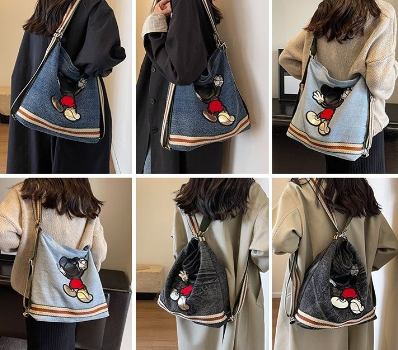 画像13: Mickey denim backpack shoulder tote bag ミッキーミッキーマウスデニムバックパックショルダートートバッグ通学 通勤 ショッピング (13)