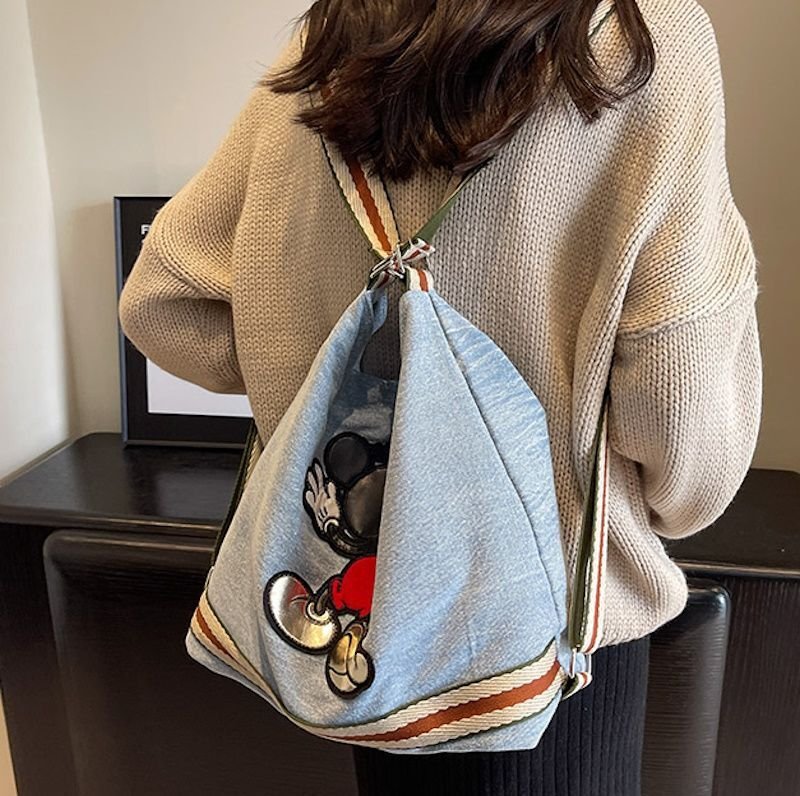 画像11: Mickey denim backpack shoulder tote bag ミッキーミッキーマウスデニムバックパックショルダートートバッグ通学 通勤 ショッピング (11)
