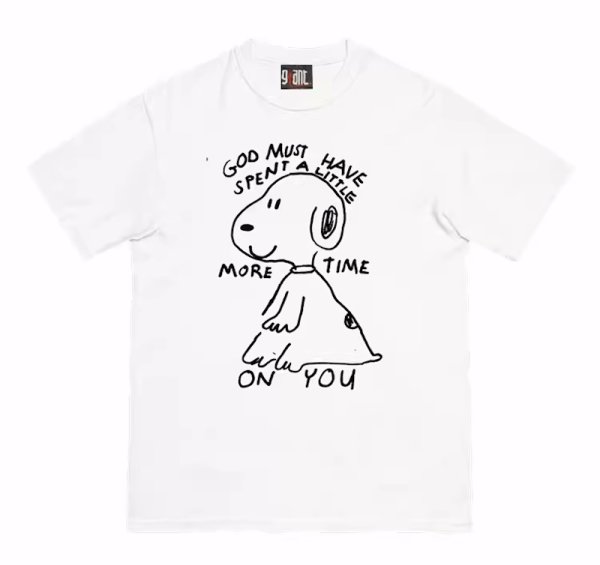 画像1: graffiti snoopy round neck short sleeve T-shirt 　 ユニセックス男女兼用グラフィック落書きスヌーピープリント半袖 Tシャツ (1)