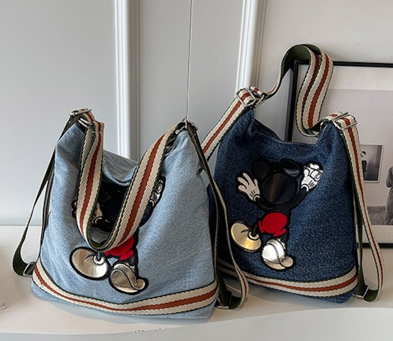 画像12: Mickey denim backpack shoulder tote bag ミッキーミッキーマウスデニムバックパックショルダートートバッグ通学 通勤 ショッピング (12)