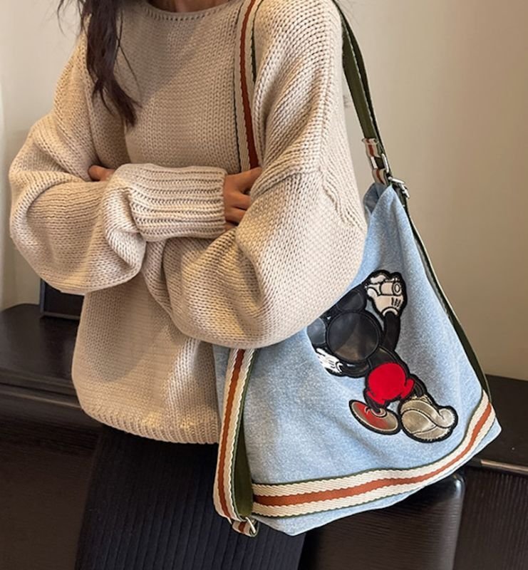 画像10: Mickey denim backpack shoulder tote bag ミッキーミッキーマウスデニムバックパックショルダートートバッグ通学 通勤 ショッピング (10)