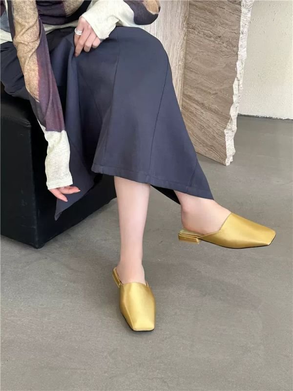 画像9:  New Solid Color Square Toe Mule sandals slippers flip flops  スクエアトゥソリッドカラーフラットミュールパンプスサンダルスリッパ  スクエアトゥソリッドカラーフラットミュールパンプスサンダルスリッパ  (9)