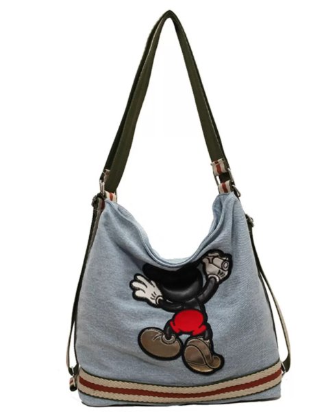 画像1: Mickey denim backpack shoulder tote bag　ミッキーミッキーマウスデニムバックパックショルダートートバッグ通学 通勤 ショッピング (1)