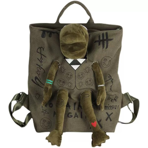 画像1: Frog x kaws x Graphic canvas backpack backpack shoulder tote bag　フロッグ×カウズ×グラフィックバックパックショルダートートバッグ通学 通勤 ショッピング (1)