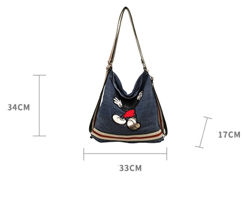 画像15: Mickey denim backpack shoulder tote bag ミッキーミッキーマウスデニムバックパックショルダートートバッグ通学 通勤 ショッピング (15)