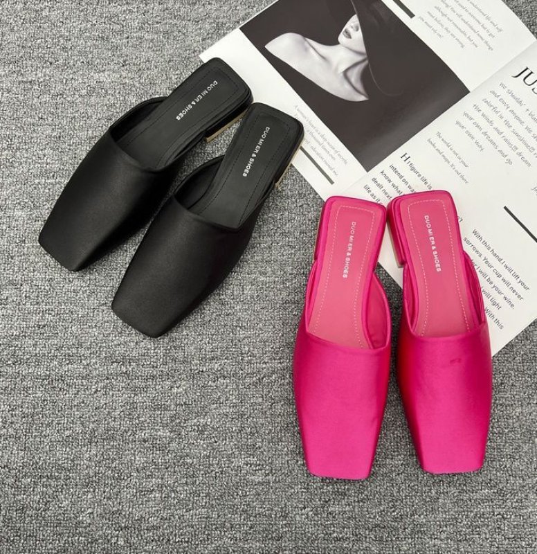 画像14:  New Solid Color Square Toe Mule sandals slippers flip flops  スクエアトゥソリッドカラーフラットミュールパンプスサンダルスリッパ  スクエアトゥソリッドカラーフラットミュールパンプスサンダルスリッパ  (14)