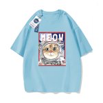 画像7: NASA×MEOW×Cat printed round neck short sleeve T-shirt 　 ユニセックス男女兼用ナサ×MEOW×キャット宇宙飛行士プリント半袖 Tシャツ (7)