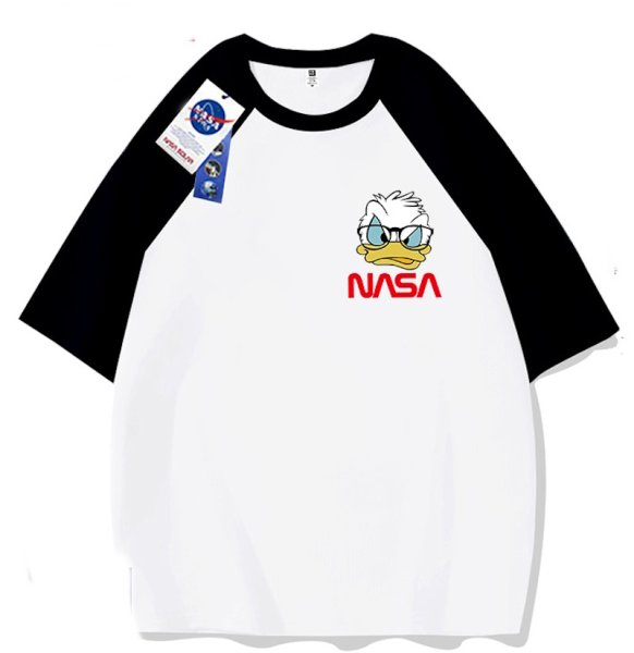 画像1: NASA x Ugly Donald Duck round neck short sleeve T-shirt 　 ユニセックス男女兼用ナサ×アグリードナルドダックプリント半袖 Tシャツ (1)