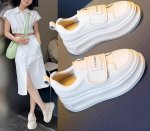 画像10: thick-soled platform sole lace up sneakers shoes 厚底プラットフォームベーシックレザー レースアップスニーカーシューズ (10)