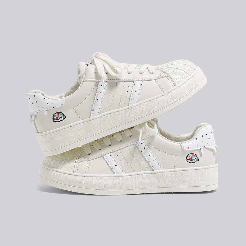 画像3: point embroidery With 3 dot lines lace up sneakers shoes ベーシックレザーワンポイント刺繍３本ドットライン レースアップスニーカーシューズ (3)