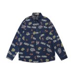 画像1: Unisex Vintage Design Tom and Jerry Denim Shirt  男女兼用 ユニセックス ヴィンテージ デザイン トムとジェリー　デニム　総柄　シャツ (1)