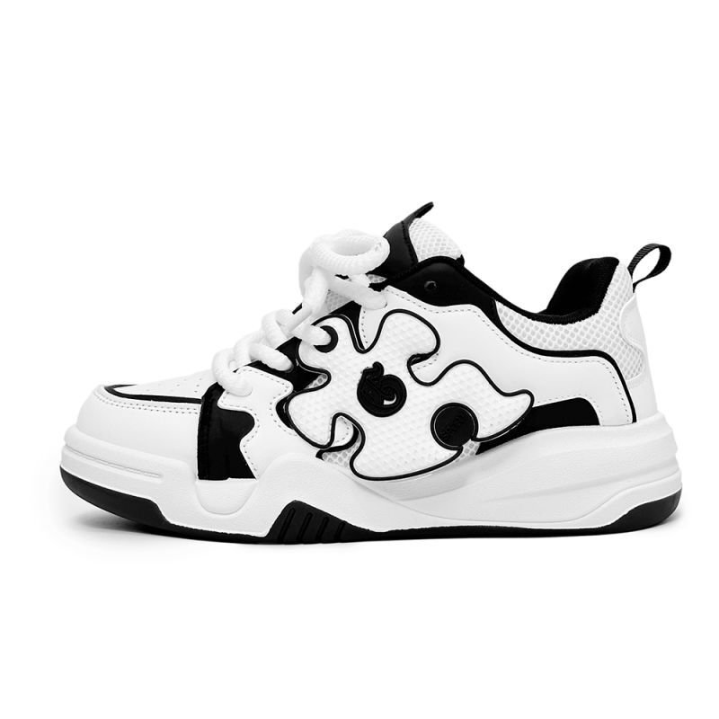 画像1: Unisex High-cut bicolor thick sole lace up sneakers shoes  ユニセックス男女兼用バイカラーハイトップハイカットレースアップ  スニーカー  (1)